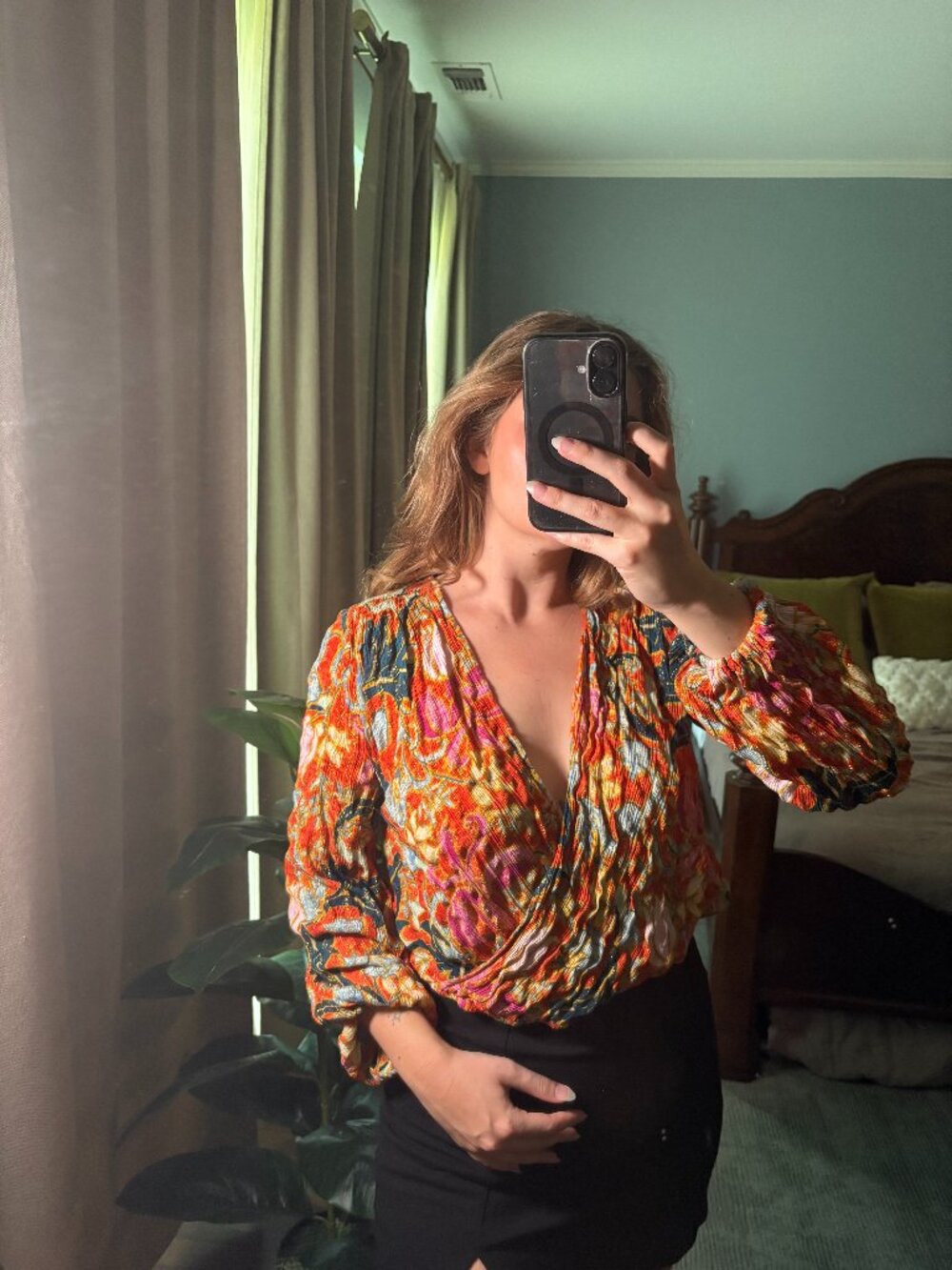 ANTHROPOLOGIE Adeline Surplice Blouse Metallic Gold